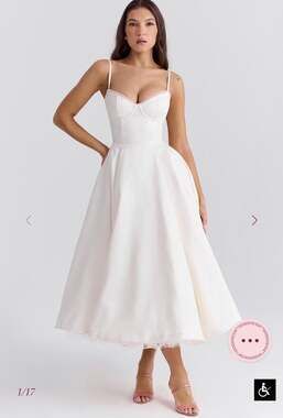 House of CB Mademoiselle Ivory Corset Midi Dress Size L Plus (D-E Cup)